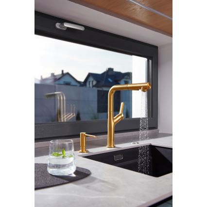 KFA Armatura 6623-220-31 - Grifo de fregadero con rociador extraíble DUERO DESIGN acero inoxidable/oro cepillado