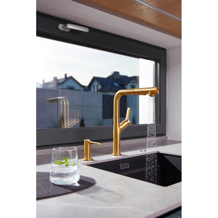 KFA Armatura 6623-220-31 - Grifo de fregadero con rociador extraíble DUERO DESIGN acero inoxidable/oro cepillado