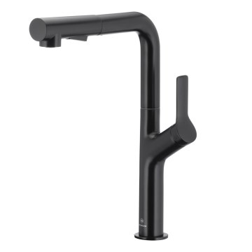 KFA Armatura 6623-220-81 - Grifo de fregadero con rociador extraíble DUERO DESIGN acero inoxidable/mate negro