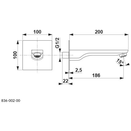 KFA Armatura 836-002-00 - Caño para instalación empotrada MOKAIT cromo brillante