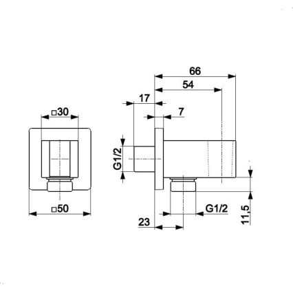 KFA Armatura 845-051-00 - Portaducha angular con salida LOGON cromo brillante