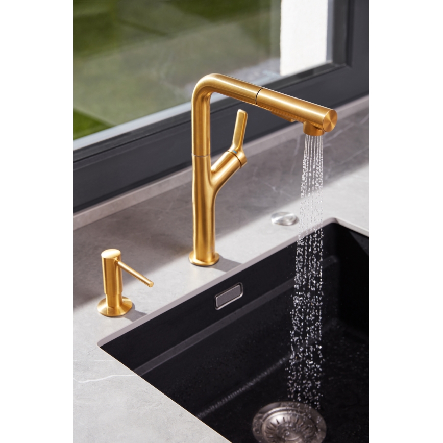 KFA Armatura 990-100-31 - Dispensador de jabón empotrado DUERO acero inoxidable/oro cepillado