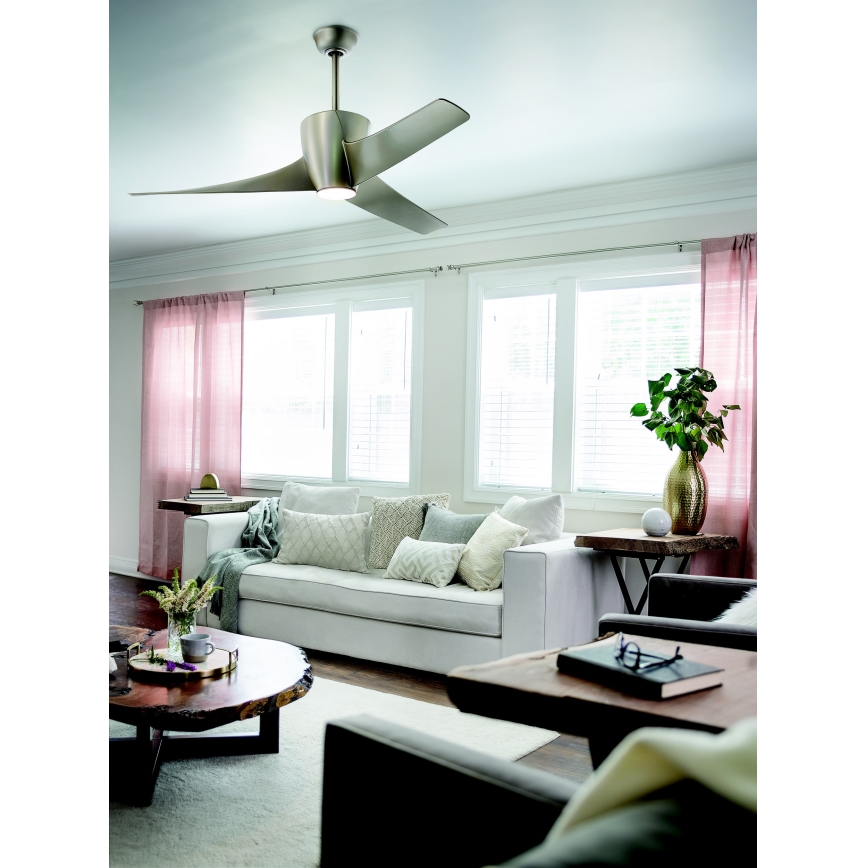Kichler - Ventilador de techo LED regulable PHREE LED/10W/230V plata + control remoto