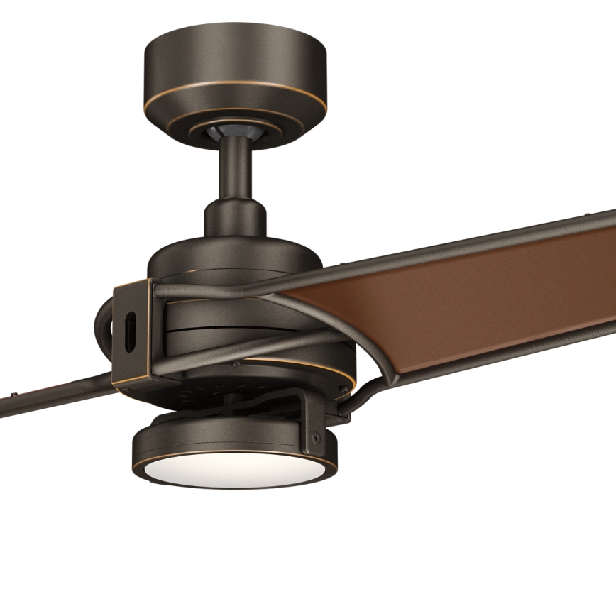 Kichler - Ventilador de techo LED regulable XETY LED/10W/230V negro/marrón + control remoto