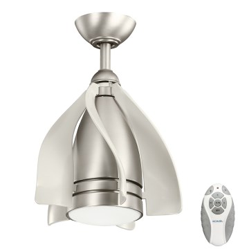 Kichler - Ventilador de techo LED regulable TERNA LED/10W/230V cromo mate/blanco + control remoto