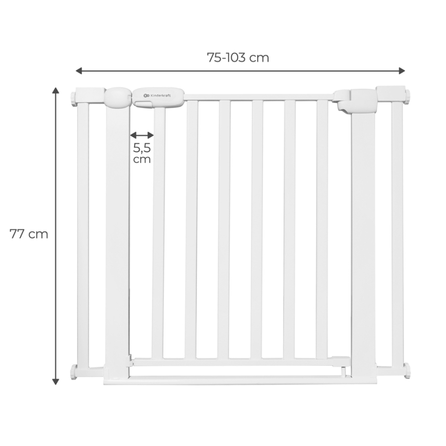 KINDERKRAFT - Barrera de seguridad LOCK&GO 75-103 cm blanco