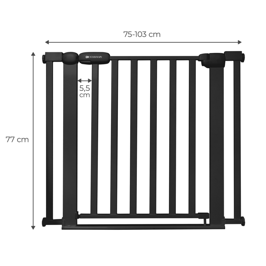 KINDERKRAFT - Barrera de seguridad LOCK&GO 75-103 cm negro