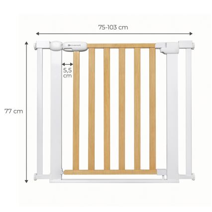 KINDERKRAFT - Barrera de seguridad LOCK&GO 75-103 cm pino