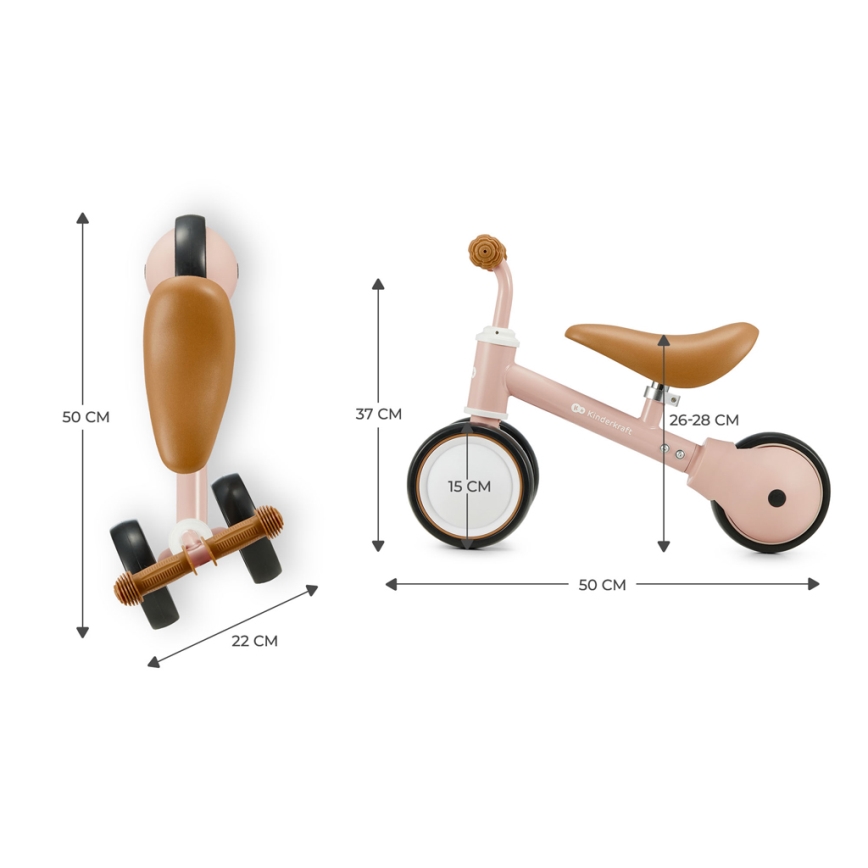KINDERKRAFT - Bicicleta de empuje CUTIE rosa