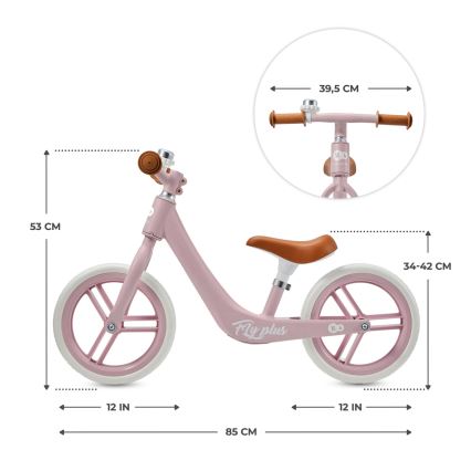 KINDERKRAFT - Bicicleta de empuje FLY PLUS Powder rosa