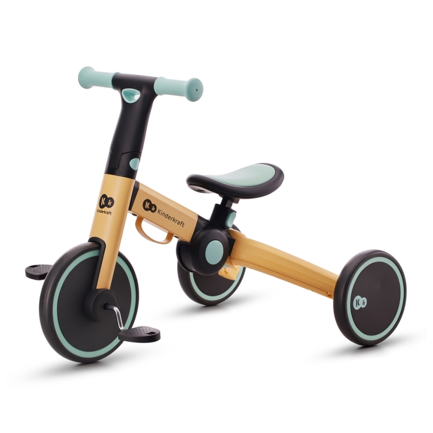 KINDERKRAFT - Bicicleta de empuje para niños 3en1 4TRIKE amarillo/menta