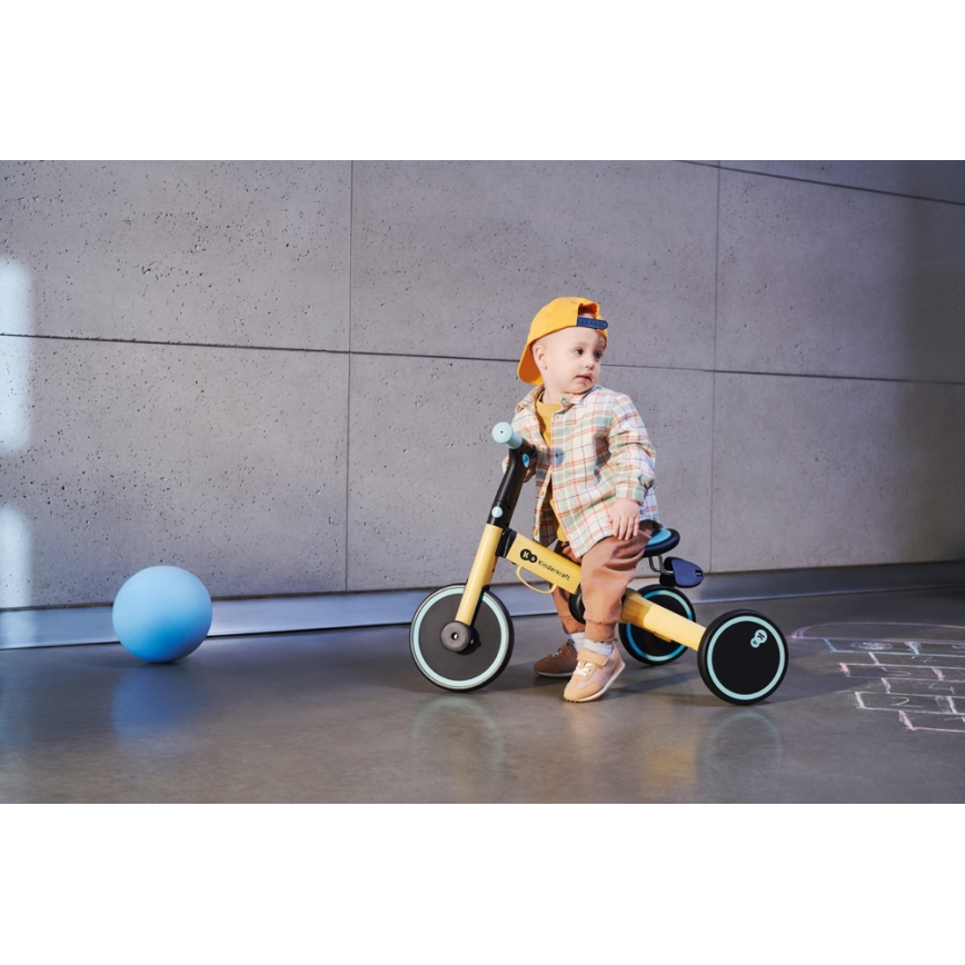KINDERKRAFT - Bicicleta de empuje para niños 3en1 4TRIKE amarillo/menta