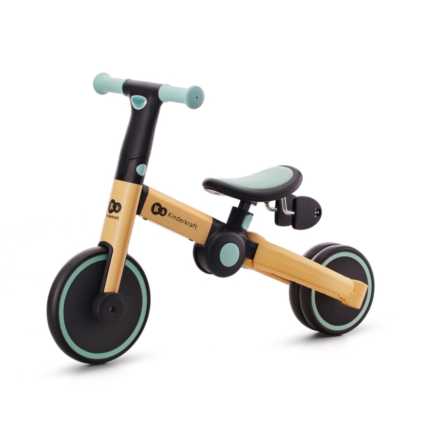KINDERKRAFT - Bicicleta de empuje para niños 3en1 4TRIKE amarillo/menta