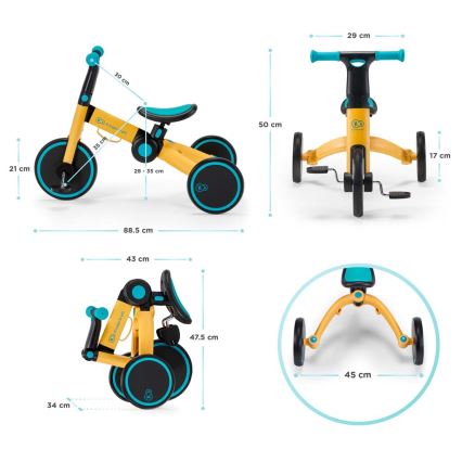 KINDERKRAFT - Bicicleta de empuje para niños 3en1 4TRIKE amarillo/negro