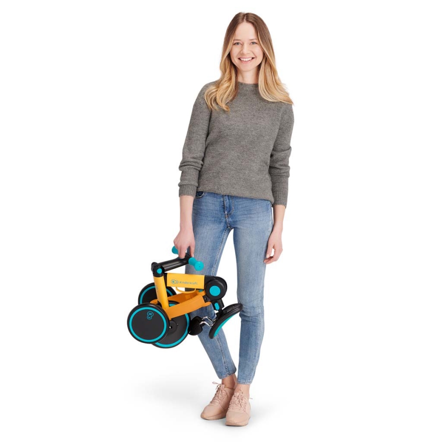 KINDERKRAFT - Bicicleta de empuje para niños 3en1 4TRIKE amarillo/turquesa