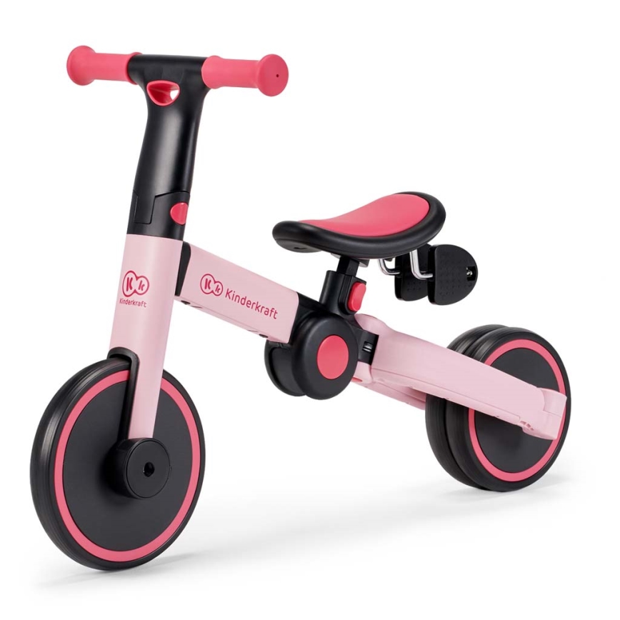 KINDERKRAFT - Bicicleta de empuje para niños 3en1 4TRIKE rosa