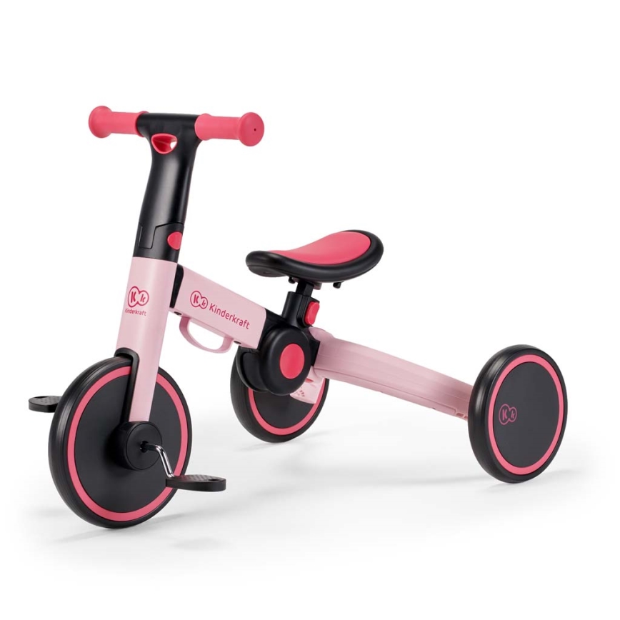 KINDERKRAFT - Bicicleta de empuje para niños 3en1 4TRIKE rosa