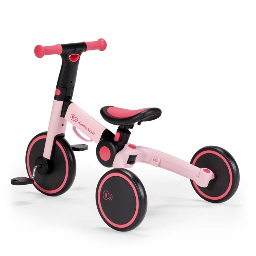 KINDERKRAFT - Bicicleta de empuje para niños 3en1 4TRIKE rosa