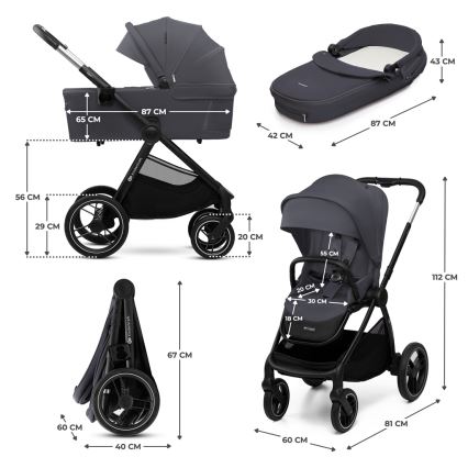 KINDERKRAFT - Cochecito combinado 2en1 NEA 2 gris oscuro
