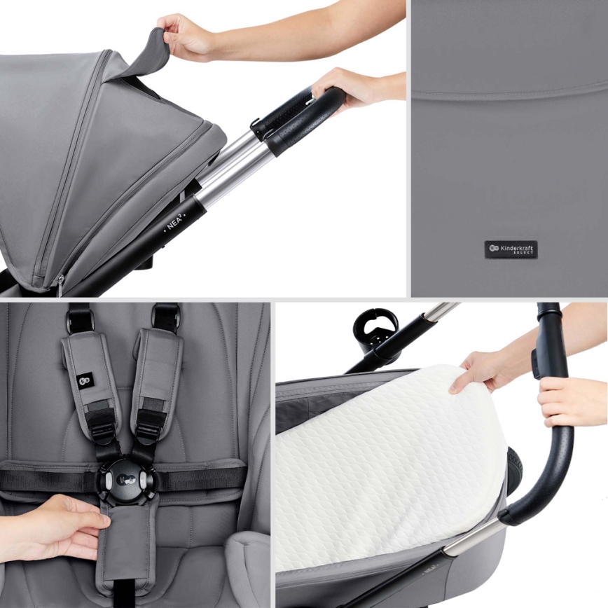 KINDERKRAFT - Cochecito combinado 2en1 NEA 2 Platinum gris