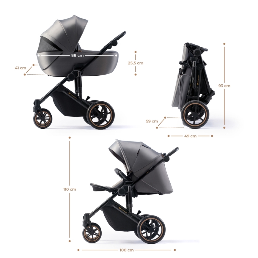 KINDERKRAFT - Cochecito combinado 2en1 PRIME 2 gris