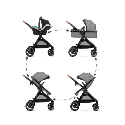 KINDERKRAFT - Cochecito combinado 3en1 ESME Moonlight gris + silla de coche MINK PRO