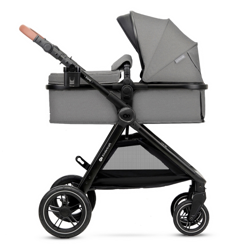 KINDERKRAFT - Cochecito combinado 3en1 ESME Moonlight gris + silla de coche MINK PRO
