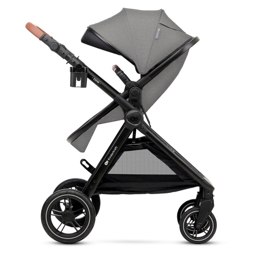 KINDERKRAFT - Cochecito combinado 3en1 ESME Moonlight gris + silla de coche MINK PRO