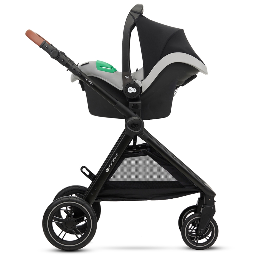 KINDERKRAFT - Cochecito combinado 3en1 ESME Moonlight gris + silla de coche MINK PRO