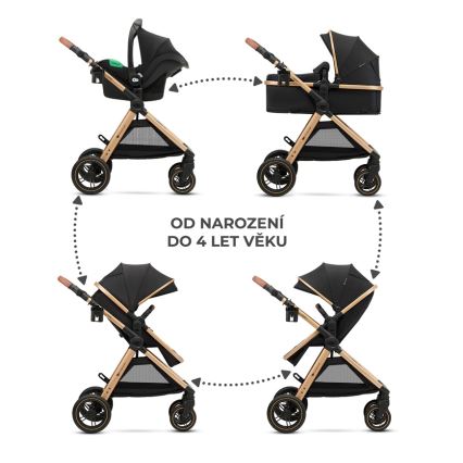 KINDERKRAFT - Cochecito combinado 3en1 ESME Pure negro + silla de coche MINK PRO