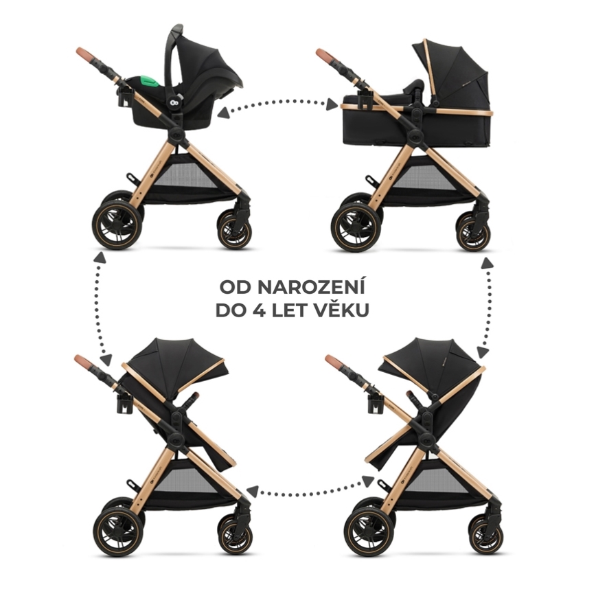 KINDERKRAFT - Cochecito combinado 3en1 ESME Pure negro + silla de coche MINK PRO