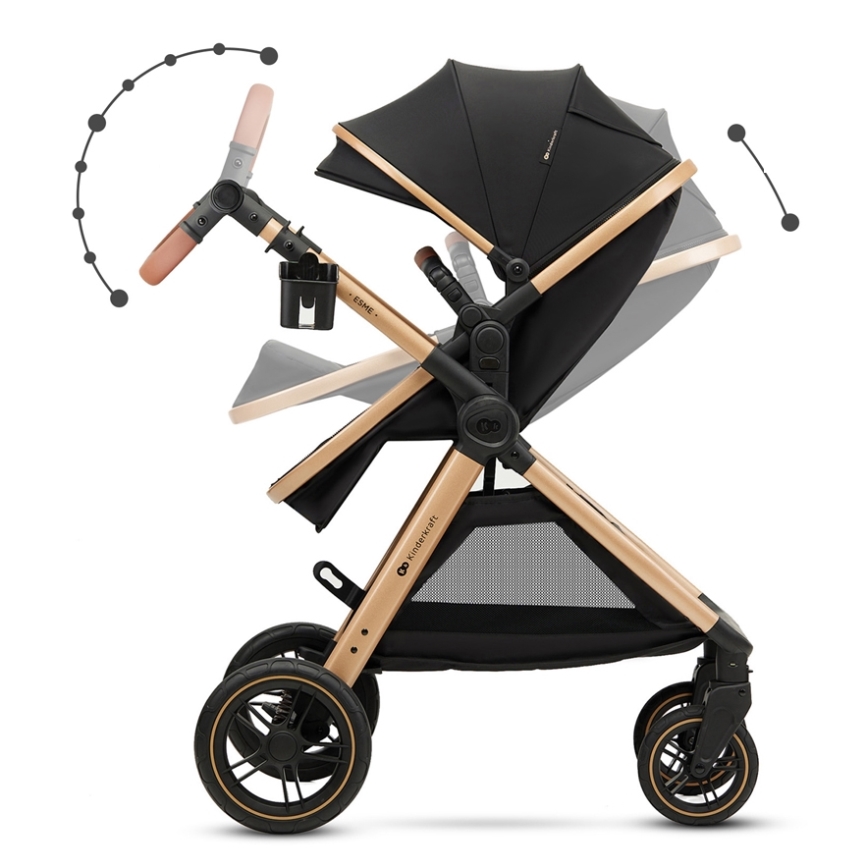 KINDERKRAFT - Cochecito combinado 3en1 ESME Pure negro + silla de coche MINK PRO