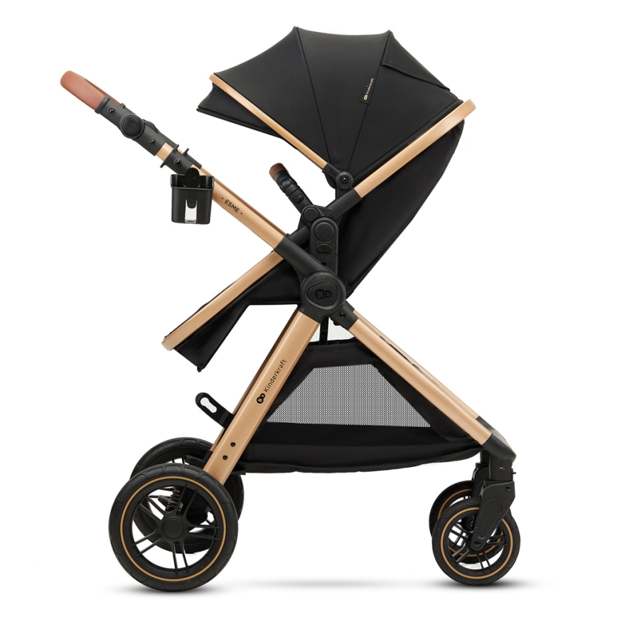 KINDERKRAFT - Cochecito combinado 3en1 ESME Pure negro + silla de coche MINK PRO