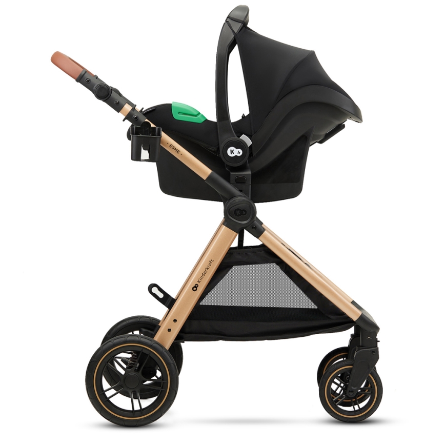 KINDERKRAFT - Cochecito combinado 3en1 ESME Pure negro + silla de coche MINK PRO