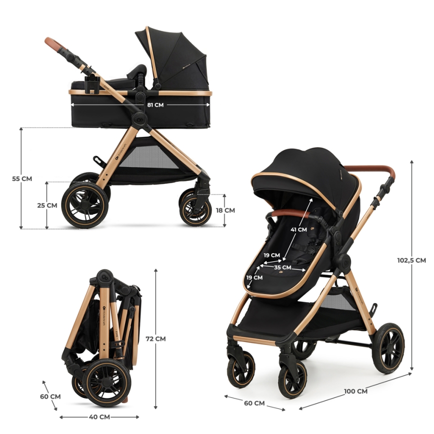 KINDERKRAFT - Cochecito combinado 3en1 ESME Pure negro + silla de coche MINK PRO