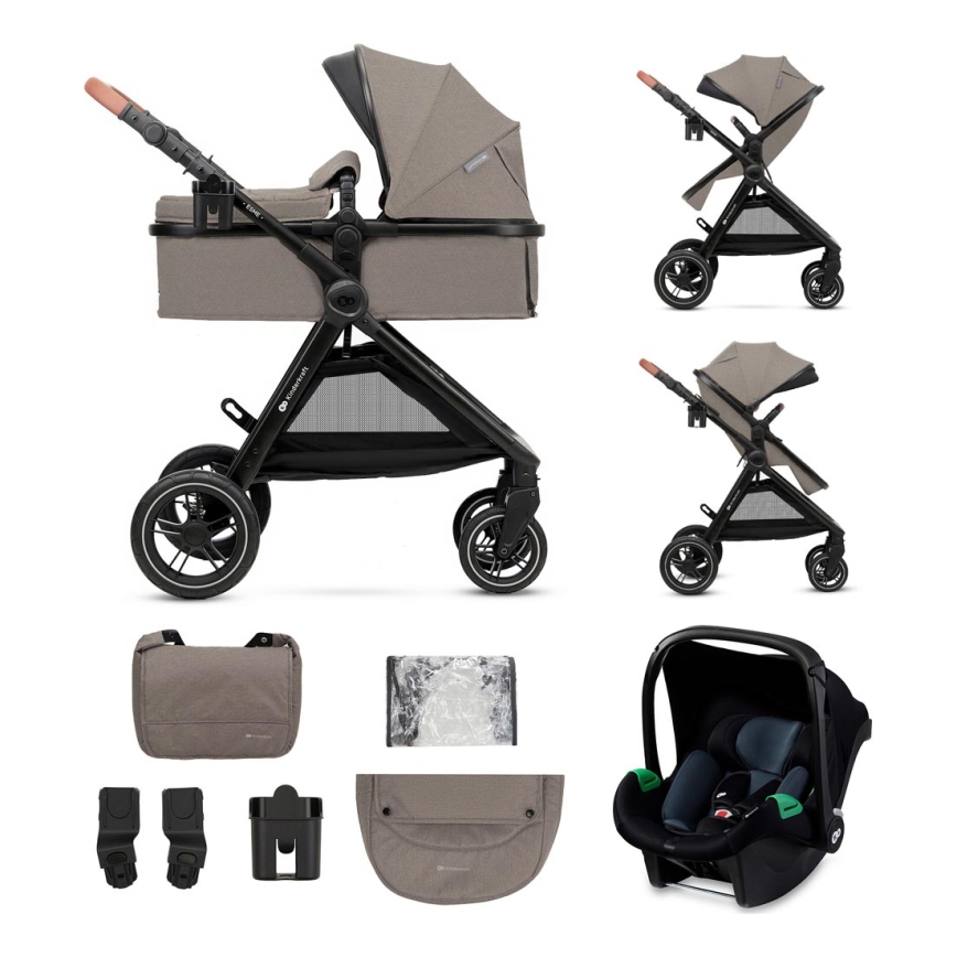 KINDERKRAFT - Cochecito combinado 3en1 ESME Sand beige + silla de coche MINK PRO