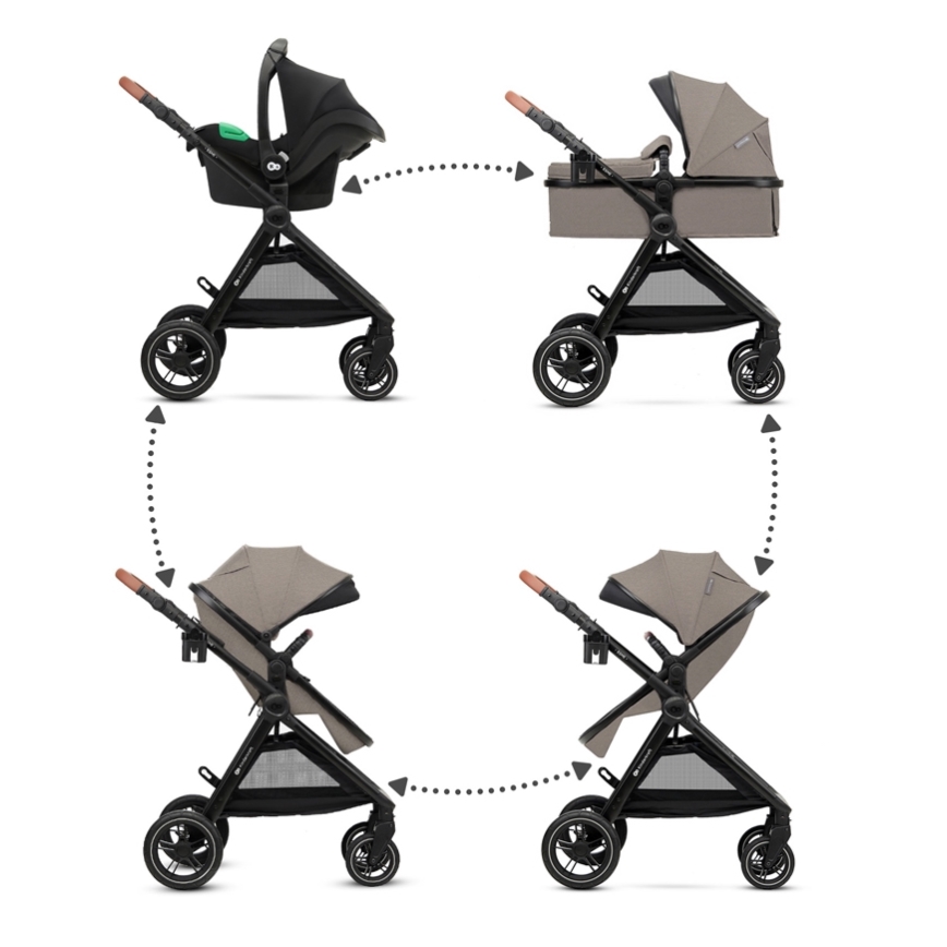 KINDERKRAFT - Cochecito combinado 3en1 ESME Sand beige + silla de coche MINK PRO
