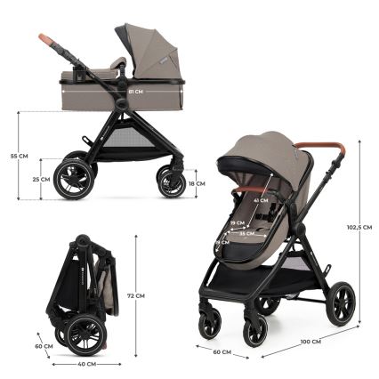 KINDERKRAFT - Cochecito combinado 3en1 ESME Sand beige + silla de coche MINK PRO