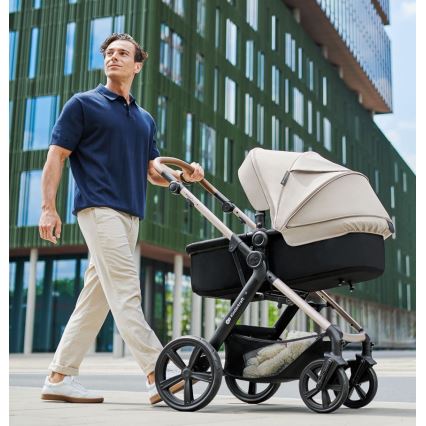 KINDERKRAFT - Cochecito combinado 3en1 MOOV 2 AIR Moonlight gris + silla de coche MINK PRO