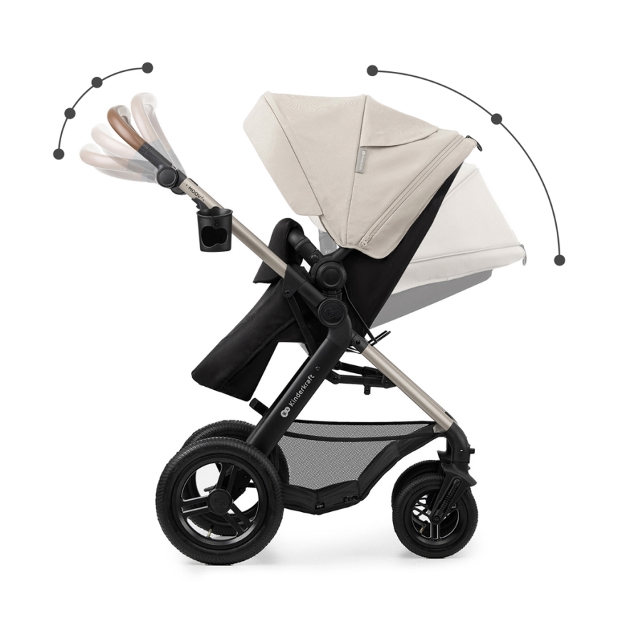 KINDERKRAFT - Cochecito combinado 3en1 MOOV 2 AIR Moonlight gris + silla de coche MINK PRO
