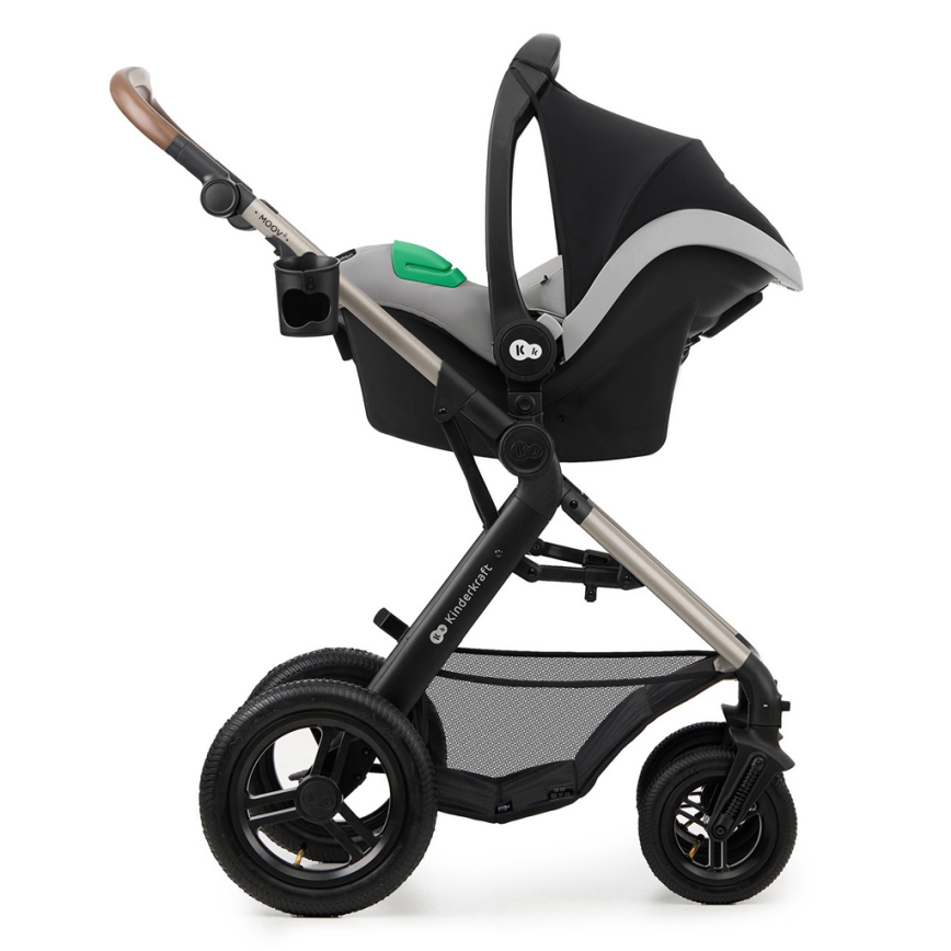 KINDERKRAFT - Cochecito combinado 3en1 MOOV 2 AIR Moonlight gris + silla de coche MINK PRO