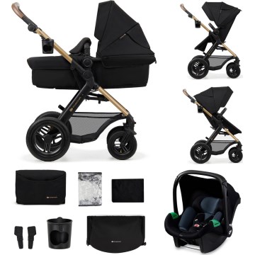 KINDERKRAFT - Cochecito combinado 3en1 MOOV 2 AIR Pure negro + silla de coche MINK PRO