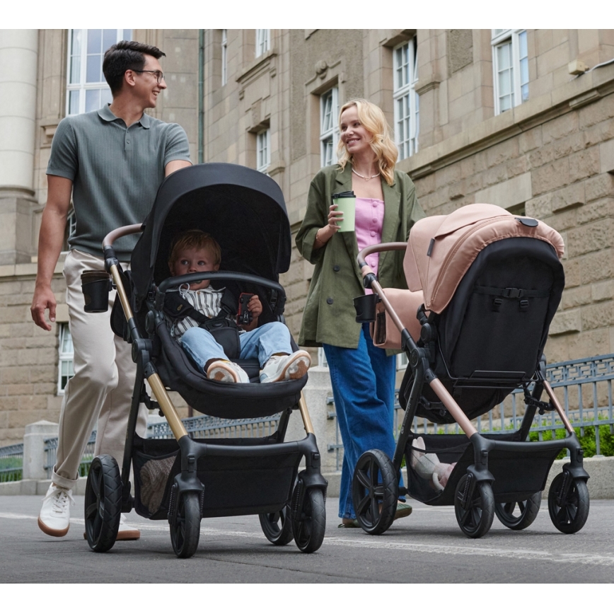 KINDERKRAFT - Cochecito combinado 3en1 MOOV 2 AIR Pure negro + silla de coche MINK PRO
