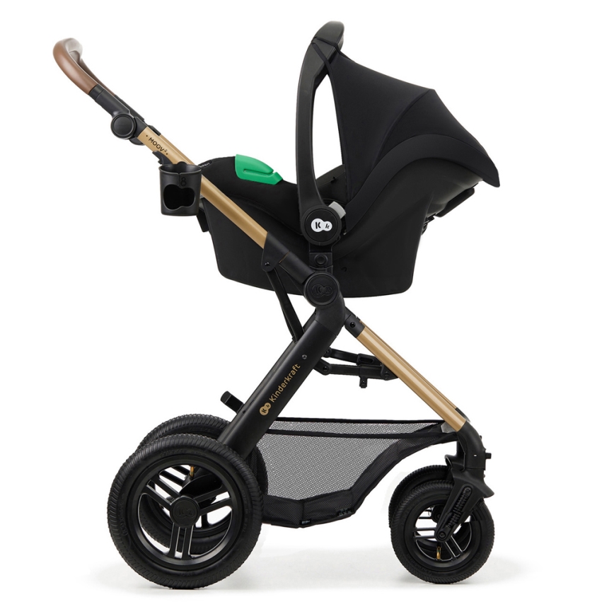 KINDERKRAFT - Cochecito combinado 3en1 MOOV 2 AIR Pure negro + silla de coche MINK PRO