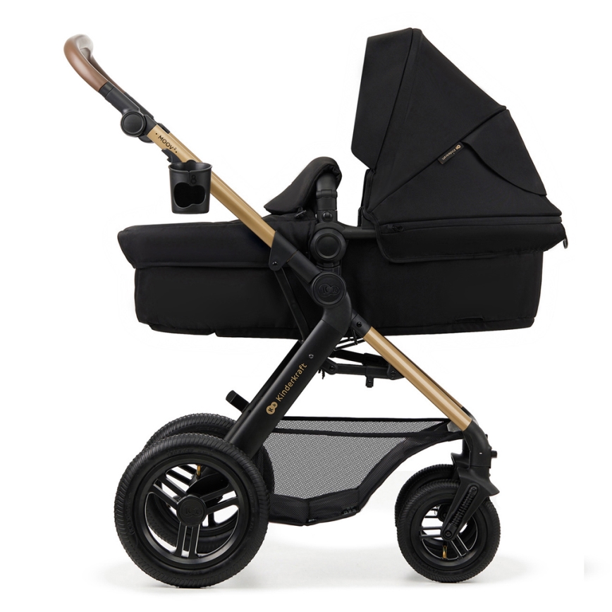 KINDERKRAFT - Cochecito combinado 3en1 MOOV 2 AIR Pure negro + silla de coche MINK PRO