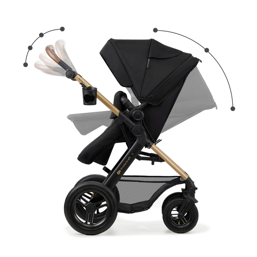 KINDERKRAFT - Cochecito combinado 3en1 MOOV 2 AIR Pure negro + silla de coche MINK PRO