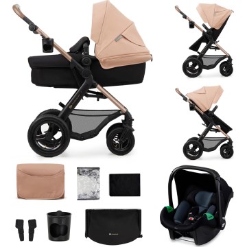 KINDERKRAFT - Cochecito combinado 3en1 MOOV 2 AIR Sand beige + silla de coche MINK PRO