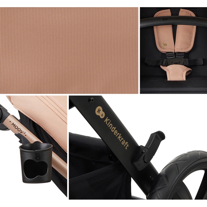 KINDERKRAFT - Cochecito combinado 3en1 MOOV 2 AIR Sand beige + silla de coche MINK PRO