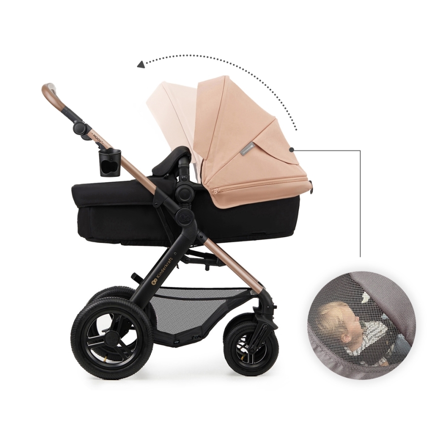 KINDERKRAFT - Cochecito combinado 3en1 MOOV 2 AIR Sand beige + silla de coche MINK PRO