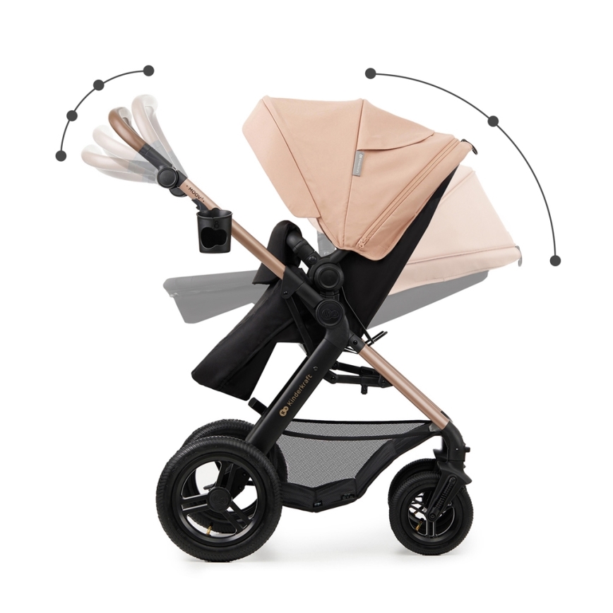 KINDERKRAFT - Cochecito combinado 3en1 MOOV 2 AIR Sand beige + silla de coche MINK PRO
